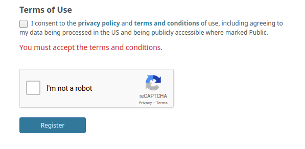 Figure 3: The Terms of Use and reCAPTCHA settings