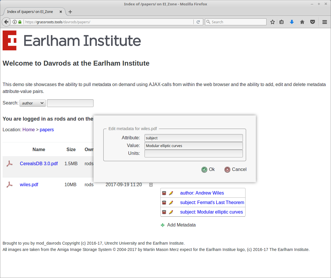 Editing the metadata in a browser